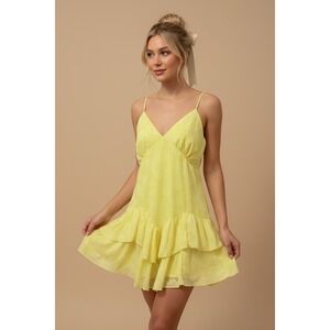 NEW Wild Fable Yellow Floral Size XL Burnout Ruffle Mini Dress Summer Sundress